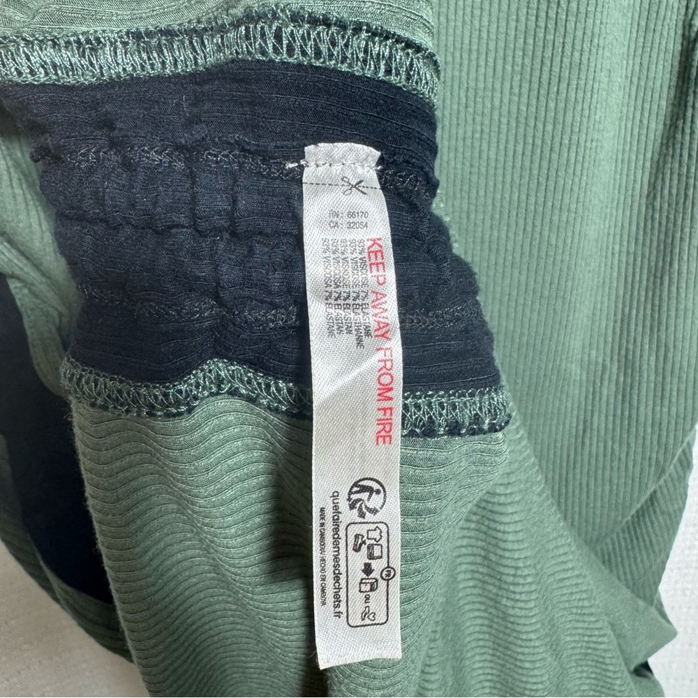 Daily Practice Sage Green Ruched Bodycon Midi Dress Collared Ribbed Drawstring M - Picture 8 of 8